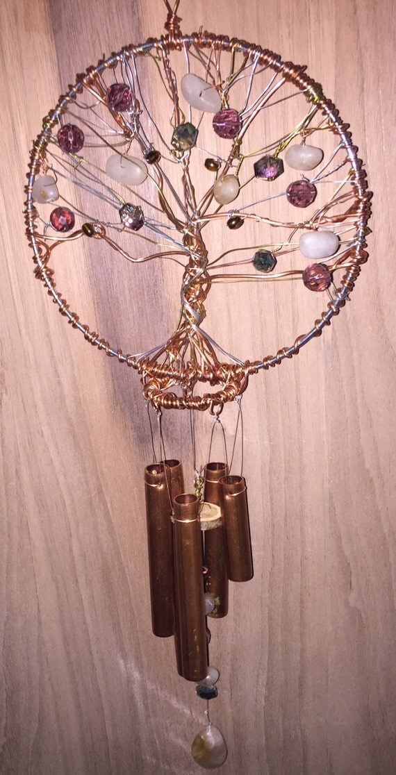 Copper wind chime made with Lake Superior quartz