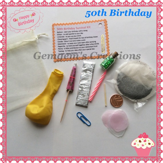 50th Birthday Survival Kit Novelty Fun By Gemgemscreations On Etsy