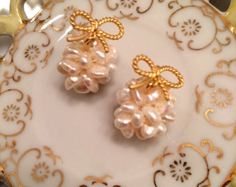 Pearl Bow Clusters, Coco Chanel Earrings, Pearl Earrings, Beaded Earrings, Tassel Earrings, Tassle Earrings