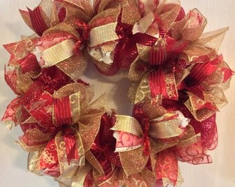 Holiday Wreath-Merry Christmas Wreath-Christmas Wreath-Mesh Wreath