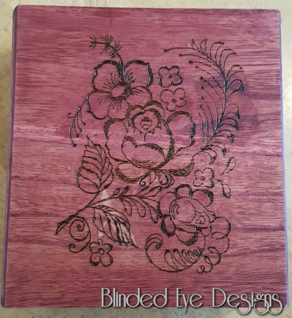 Pyrography flower keepsake box by BlindedEyeDesigns on Etsy