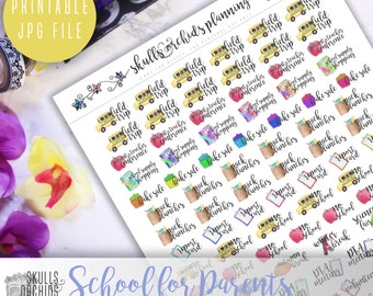 Functional Phrases for School (Parents) – PRINTABLE Planner Stickers for Erin Condren, Happy Planner, Personal-Sized Planners, etc
