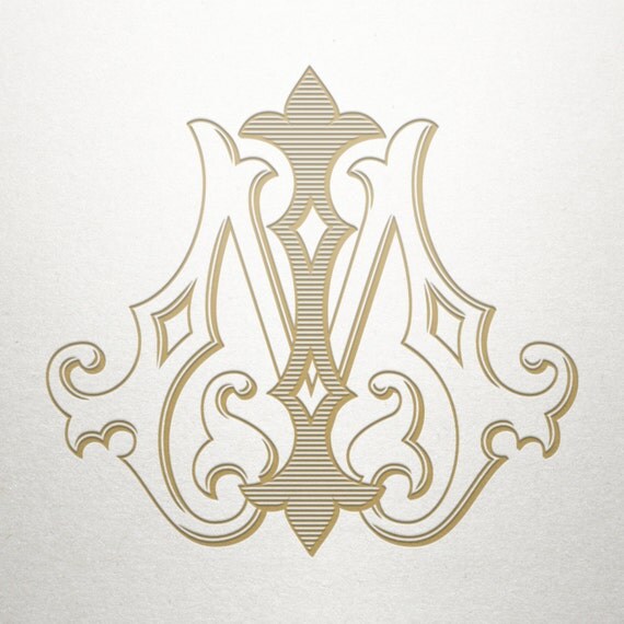 Digital Wedding Monogram IM MI Wedding Monogram Vintage