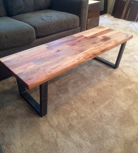 Reclaimed Wood Coffee Table // Tube Steel by MichaelRyanDesigns