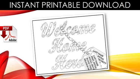 Download Items similar to Welcome Home Hero Military Adult Coloring ...