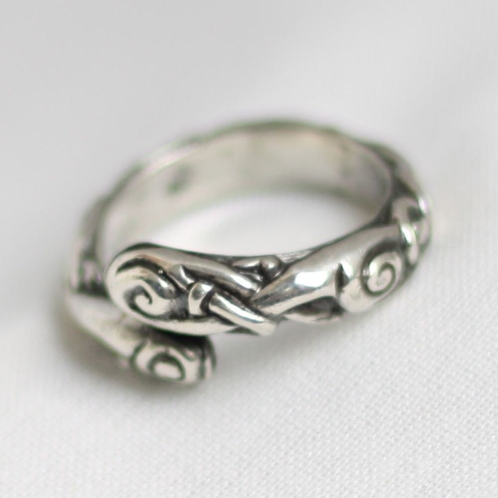 925 Sterling Silver Adjustable Viking Norse Ringerike Ring