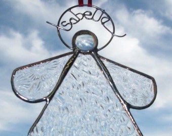 Hand made Angel in Muranese and Crystal Ice Glass