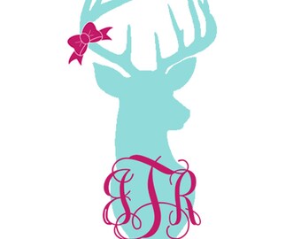 Deer decal, Deer Monogram sticker, Hunting decal, Vinyl Monogram Decal, Yeti Decal, Laptop Vinyl Decal, Circle Monogram, Monogram Sticker,
