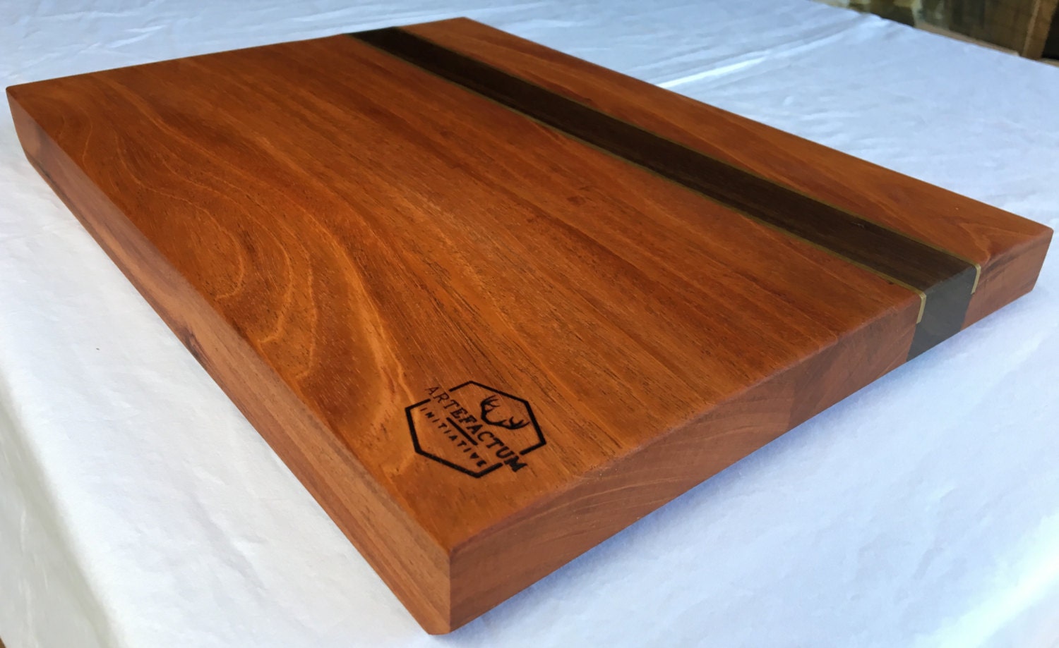 Mahogany Cutting Board w/ Brass inlay