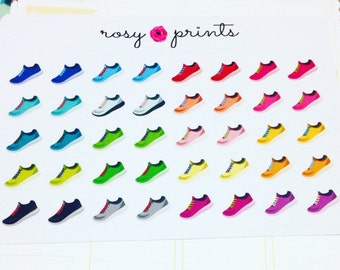 40 Colourful Running Shoes Stickers - Perfect for Erin Condren Life Planners / Journals / Stickers