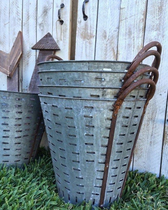 Vintage Olive Bucket w/ Handles