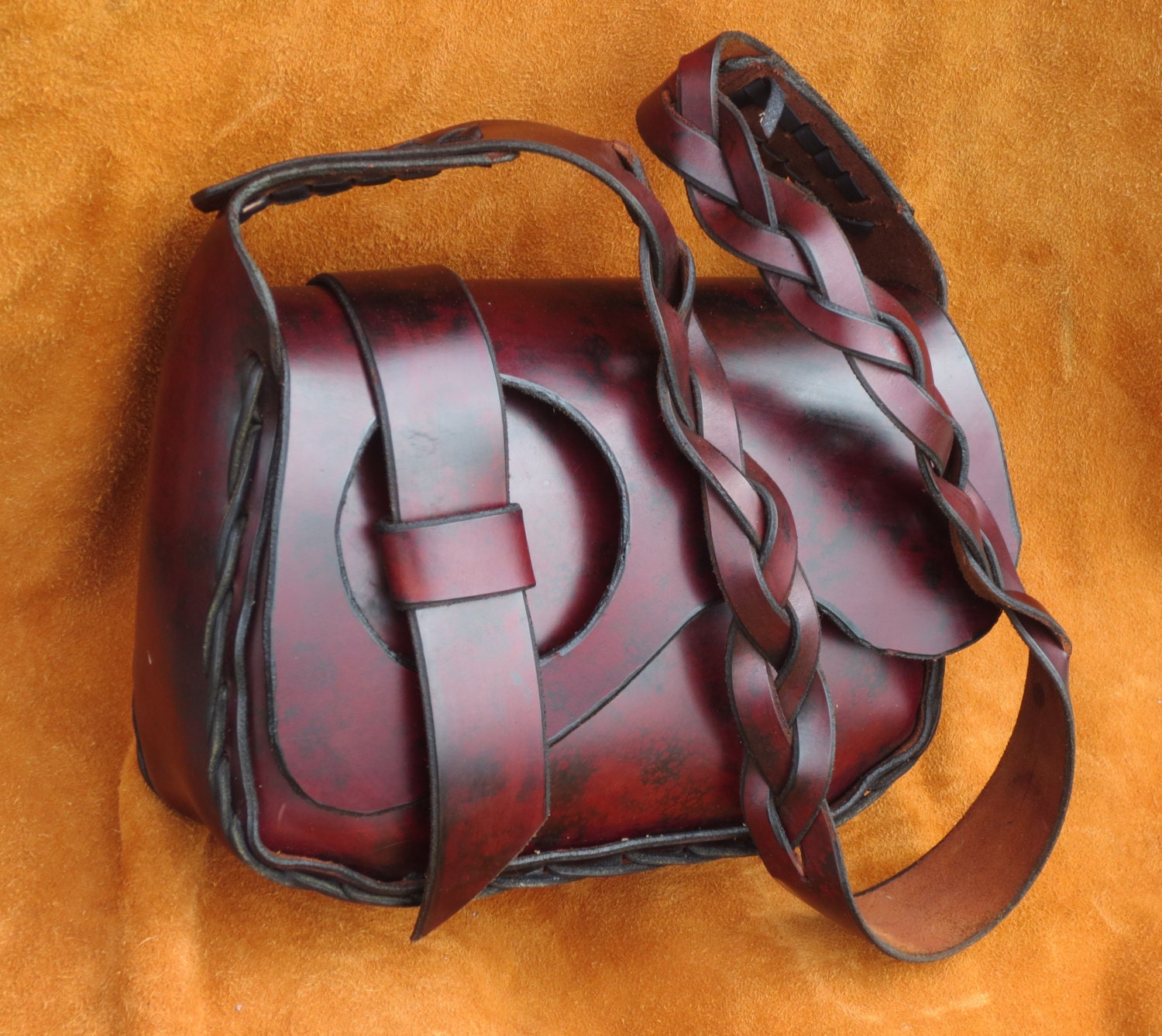 Leather handbag with hand braided strap by DonLeather on Etsy
