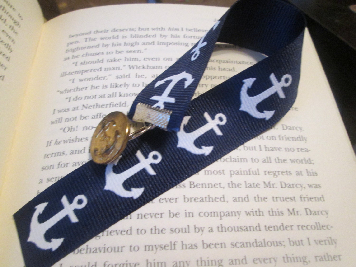 anchor ribbon bookmark US Navy bookmark ribbon and charm