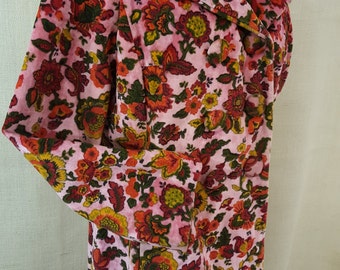 Vintage Pink Floral Velour Coat