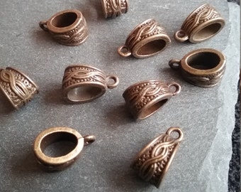 10 Antique Bronze Triangle Connector Bail Beads Infinity Design for up to 5mm cords