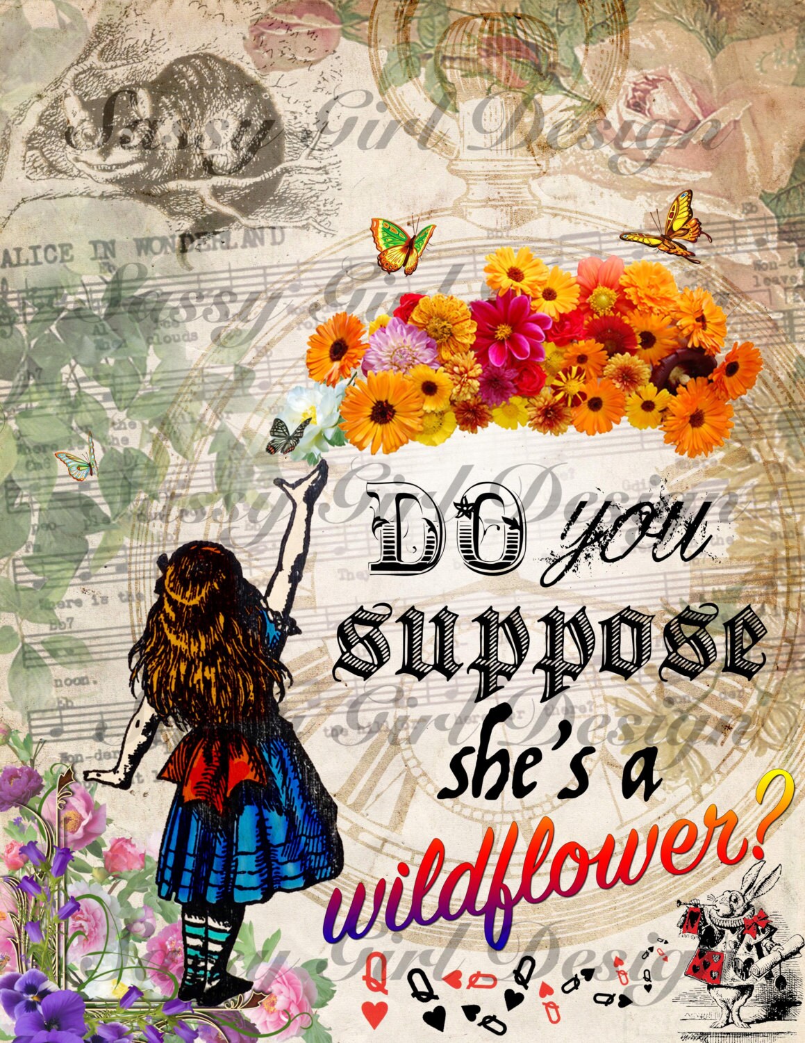 Alice in Wonderland Wildflower 8.5x11 Printable by SassyBabyDesign