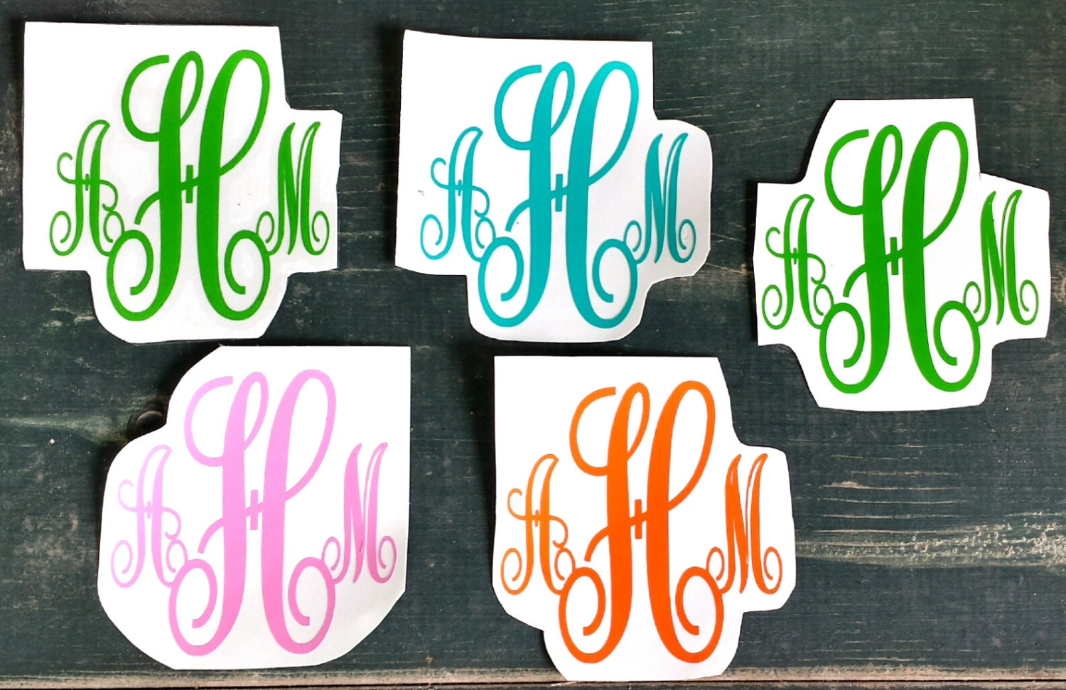Monogram decals Vinyl monogram stickers by