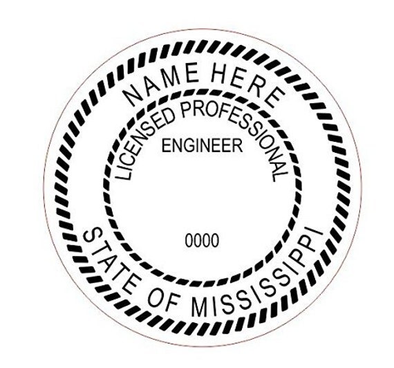 Custom Round Professional Engineer Mississippi Stamp Style1