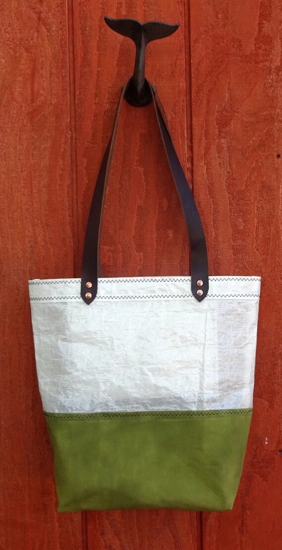 Sailcloth Kevlar J24 Sailcloth Tote Bag Dark Brown Leather