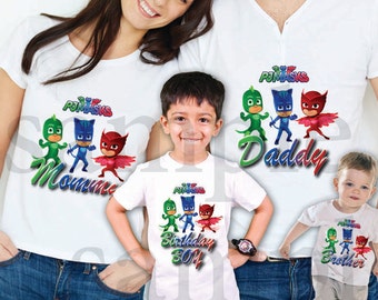 INSTANT DL- Pj Masks Iron on Transfer, Family set Boy / Girl - pj masks T Shirt digital file Birthday - you print- (non personalized)