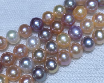 8-9 AA Potato shape Freshwater pearls ,Mixed color pearl strand,Large hole pearls with high luster