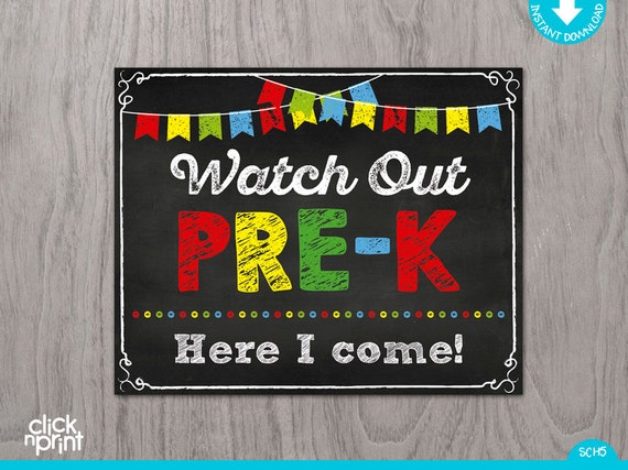 First Day Of Pre k Sign Instant Download Print Yourself First Day Of 