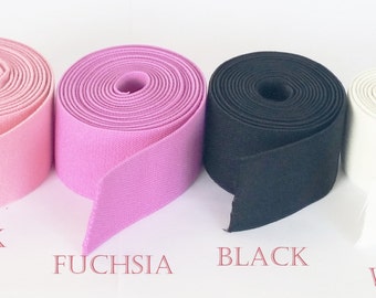 50mm 2"wide waistband elastic sew black cream pink blue twill