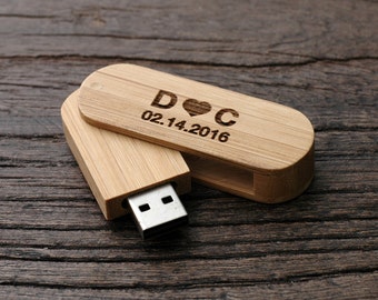 Gift for Valentine, Personalized USB Drive, 16GB USB Drive, Personalized Wooden USB, Wood Walnut Flash Drive LWUSB02