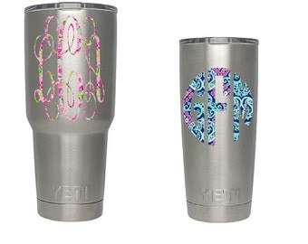 Lilly Pulitzer Inspired Yeti Monogram Decal | Lilly Pulitzer Inspired Tumbler Decal