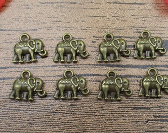 30 Elephant Charms,Antique Bronze Tone,Double Sided-RS129