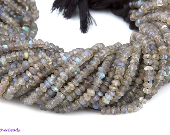 15" 5mm Round Faceted LABRADORITE Gemstone Beads, Rondell, Gray Blue Gemstones, Beads, Wholesale, Jewelry Designers, OV31