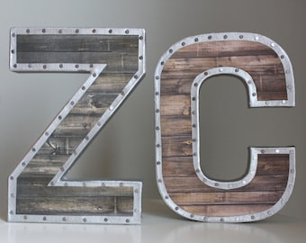 8" Faux Reclaimed Wood Letters-Metal Letters, Wooden Letters, Rustic Letters, Letters for Nursery, baby boy nursery, wall letters, reclaimed