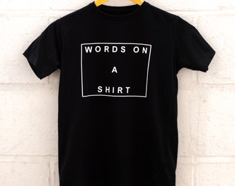 shirt with words on collar