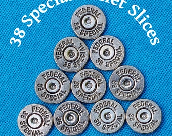 38 Spl. Bullet Slices For DIY Bullet Jewelry - Machine Cut And Hand Polished Bullet Slices. (Lot of 10)