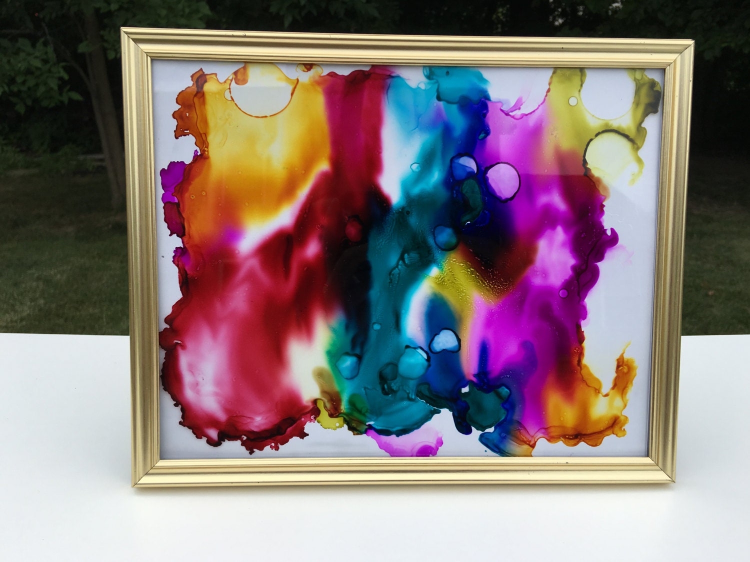 Alcohol Ink Art: Fired Rainbow by AngelsUmbrellaCrafts on Etsy