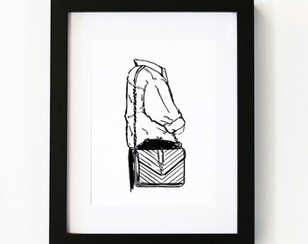 YSL handbag, YSL, luxury, Fashion Illustration, Illustration Art Print, Room decor, Gifts For Her, Wall Art, Poster