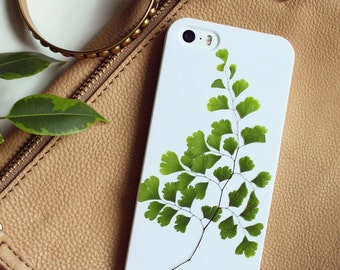 Green iPhone SE case • real pressed flower iPhone 5 case • resin floral bumper case • iPhone 5s case • leaves phone case