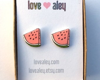 Watermelon Earrings cute Earrings rad earrings adorable stud earrings fruit earrings watermelon jewelry Gift for her christmas gift holiday