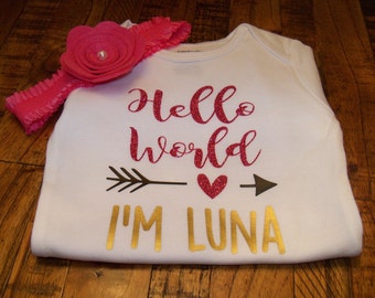 Baby Girl Hello World Onesie