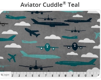Teal Aviator Minky -Charcoal Aviator Minky - Aeroplanes Navy Minky - Shannon Fabrics -Airplane Minky - Airplane Fabric- Ships in 1-2 Days