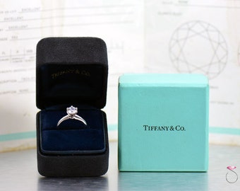 Tiffany and Co. 1.02 ct. F, VS2 Round Diamond Solitaire Platinum Ring, Size 4.50