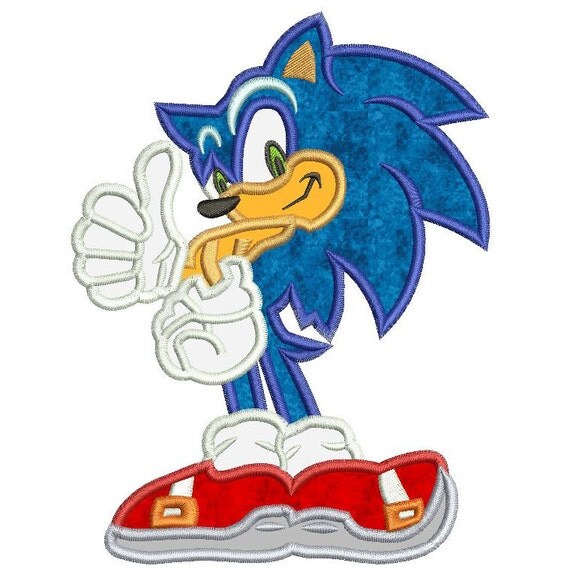 Sonic Applique Design 3 sizes instant download