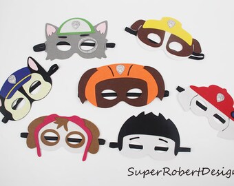 Party pack 10 Paw masks - paw patrol costume - paw patrol party favors for boys and girls, Paw Patrol Masks, Party Favors, Felt Masks