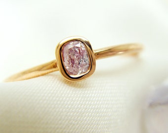 18K Rose Gold Fancy Pink Diamond Ring,solitaire ring promise