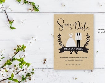 Wedding Save the Date Template, Printable Save the Date Card, Instant Download