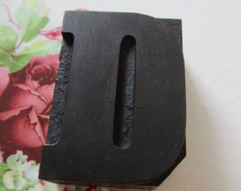 Letter D Antique Letterpress Wood Type Printers Block