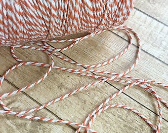 1 Yard of Orange and White Thick Baker's Twine, Rope, String, Craft Supply, Scrapbooking, Card-making, Home Decor, Wedding Decor, Pkg Wrap