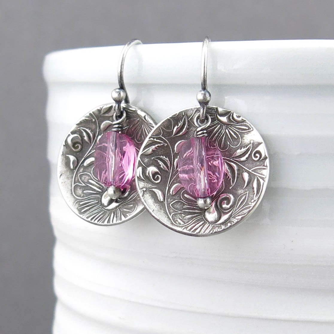 Crystal Jewelry Pink Tourmaline Earrings Pink Crystal Earrings