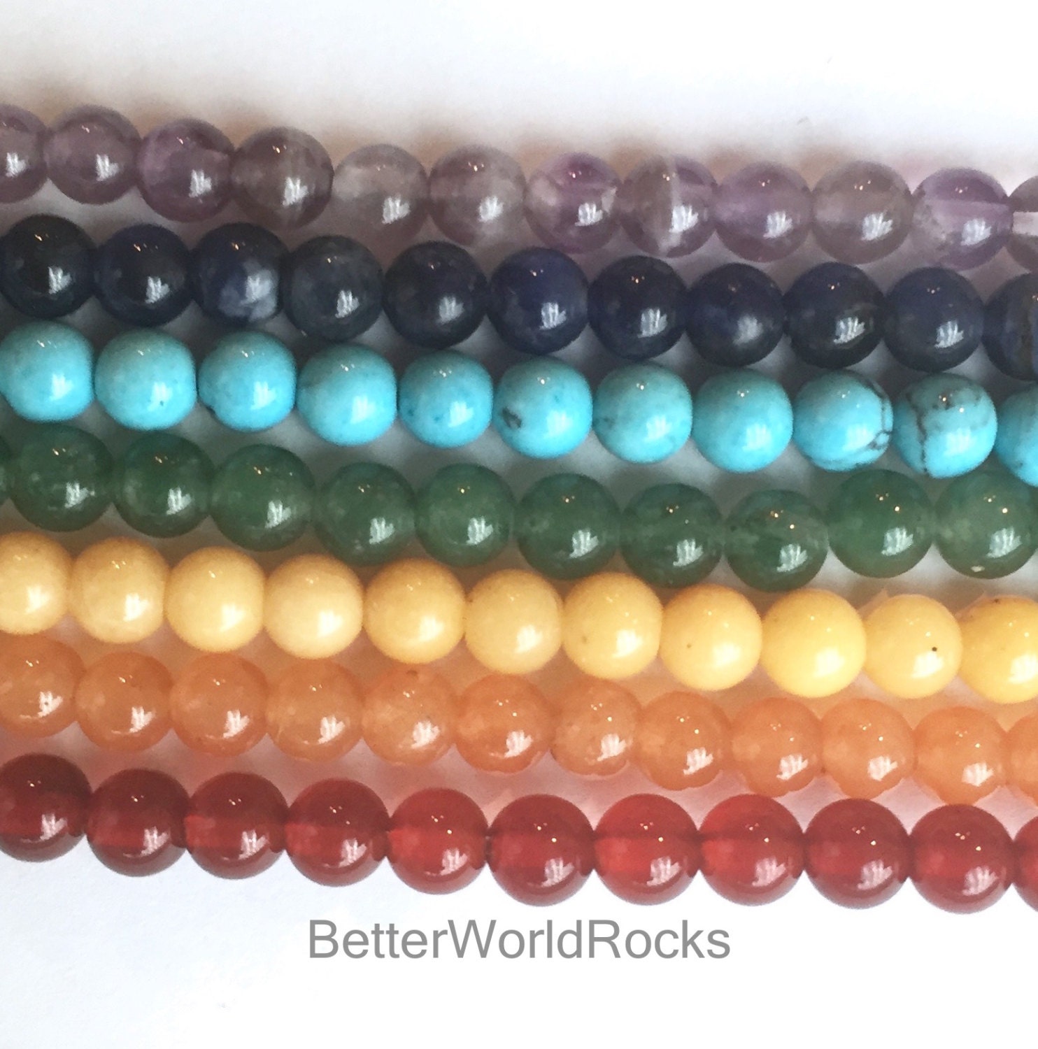 7 Strands 4 mm Chakra Beads Chakra Bead Set by BetterWorldRocks
