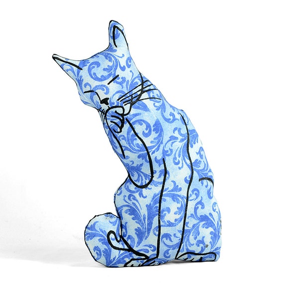 decorative pillow cat pillow animal pillow cat licking paw